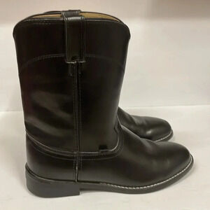 Justin Black Leather Cowboy Boots